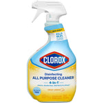 Clorox disinfecting all purpose cleaner bottle shown at slight angle with trigger sprayer and crisp lemon branding