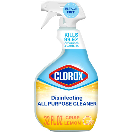 Front-facing Clorox disinfecting all purpose cleaner spray bottle with crisp lemon label and trigger top