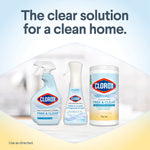 Lifestyle-style graphic featuring three Clorox Free & Clear products with headline about a clean home