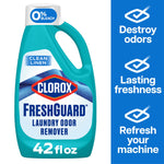 Teal Clorox FreshGuard laundry odor remover bottle with Clean Linen label and 42 fl oz callout