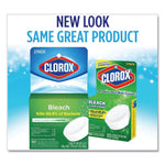 Promotional image showing new-look Clorox bleach toilet tablet packaging side-by-side with older box