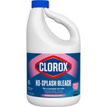 Clorox No-Splash Bleach bottle with blue cap and Morning Bloom label on a white background