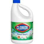 White plastic Clorox jug showing full product label with Clorox logo and usage panel, blue cap visible