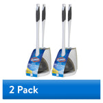 Two Clorox toilet plunger and brush combo sets with white caddies and blue product labels on a white background
