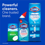 Promotional image showing Clorox bottle alongside other Clorox products with 'Powerful cleaners' headline