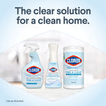 Promotional image showing three Clorox Free & Clear products grouped together under the headline "The clear solution for a clean home."