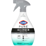Clorox PURE Allergen Neutralizer fabric and carpet spray bottle on white background showing product branding and teal gradient