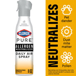Clorox PURE allergen neutralizer daily air spray canister with gray spray top and energizing citrus gradient