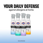 Four Clorox PURE Allergen Neutralizer spray cans in different scent colorbands under headline “Your daily defense”