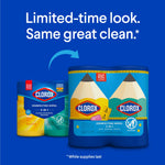 Promotional graphic showing standard Clorox wipes packaging beside limited-edition pencil-themed packaging on blue background