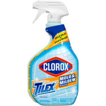 Clorox Tilex Mold & Mildew spray bottle angled to show label and trigger spray head on a white background
