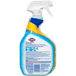 Rear view of a Clorox Tilex Mold & Mildew spray bottle showing the back label, barcode, and product information