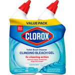 Front-facing Clorox Toilet Bowl Cleaner packaging with value pack banner and clinging bleach gel branding