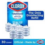 Clorox ToiletWand refill box with stacked blue-and-white scrub pads and branding