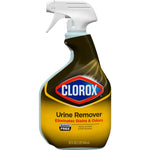 Front-facing Clorox Urine Remover spray bottle with yellow label and white trigger on a white background.