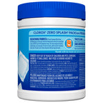 Side view of Clorox Zero Splash Bleach Packs container showing caution text and a product pod graphic