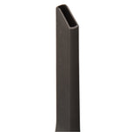 Close-up of the tapered opening and neck of a black vacuum crevice tool attachment