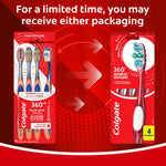 Graphic showing two possible Colgate 360 toothbrush packagings side-by-side with text noting packaging may vary.