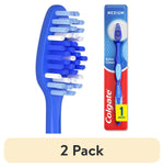 colgate extra clean medium toothbrush in single blister pack with close-up of bristles and a 2 pack label