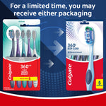 Packaging comparison graphic stating you may receive either Colgate 360 Deep Clean toothbrush packaging