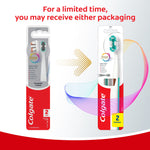 Comparison graphic showing two Colgate Foaming Clean packaging styles with an arrow and text noting customers may receive either packaging.