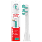 Colgate Total soft replacement sonic toothbrush head and packaged retail blister card with teal bristles and red branding