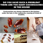 collage showing cockroaches in home settings and a startled woman with text about cockroach problems