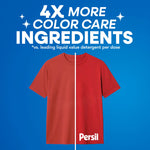 Graphic of a red t-shirt split in half demonstrating color care with headline about 4X more color care ingredients