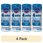 Four rolled Color Scents 4-gallon Ocean Mist bathroom trash bag packs with Microban label and '80 bags' callout