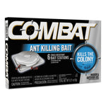 Boxed Combat Ant Killing Bait packaging with large COMBAT logo and 'Kills the Colony' badge on black background