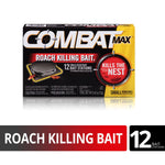 Front-facing Combat Max roach killing bait box showing product name and 'Kills the Nest' target graphic