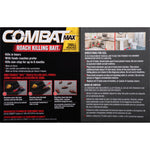 Back-of-package instructional panel showing directions, how it works images, and usage warnings for Combat bait