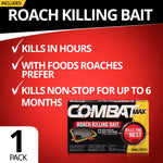 Red infographic panel listing benefits like 'Kills in hours' with a small Combat Max product image