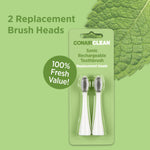 Promotional layout with ConairClean blister pack, large leaf graphic and a circular “100% Fresh Value!” badge.