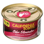 Top-down view of a Coronado Cherry air freshener can with gold pull-tab style lid and pink California Scents label