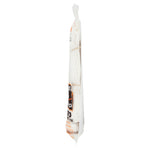 Angled side of Cushion Head jumbo rayon mop replacement head in clear plastic packaging with label edges visible