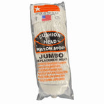 Packaged white cushion-head rayon mop replacement head in clear plastic bag with orange and black label.