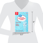 Scale graphic showing Great Value cutlery box with dimensions overlaid on a grey mannequin silhouette
