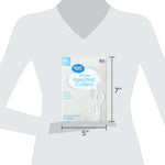 Product size silhouette showing Great Value cutlery box dimensions held in a stylized hand figure