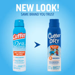 Promotional graphic showing old Cutter Dry can on left and new blue Cutter Dry can on right with "New Look" text