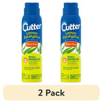 Two Cutter Lemon Eucalyptus insect repellent aerosol cans side-by-side with a 2 Pack label beneath on white background.