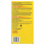 Close-up of the yellow back panel of d-CON packaging showing directions for use and disposal information
