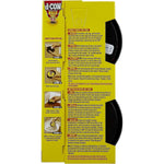 Side view of d-CON product packaging with usage instructions panel and cutouts revealing two round covered mouse traps inside