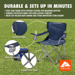 Ozark Trail Quad Folding Camp Chair with Cup Holder, Dark Blue – view 3