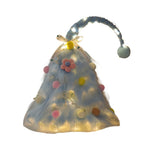 HHBEAUTY 17.7 Inch Tabletop Mini Artificial Christmas Tree, Mini Plush Crooked Top Christmas Tree, Christmas Tree With Flower, Bow and LED Decor, Christmas Home Decor, Gift for Friends, Blue – view 2