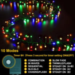 Color Changing String Lights, 500 LED Warm White & Multicolor Christmas Lights Plug in, 10 Modes Timer LED Fairy Lights, Waterproof Christmas Lights Outdoor for Xmas Tree Party Bedroom Decor – view 3