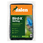 Packaged Dalen Bird-X netting with orange and green label showing mesh and a blue bird.