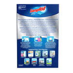 Back panel of DampRid box with product description, directions for use and suggested uses icons