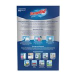 Back panel of DampRid box with product logo, directions for use and illustrated suggested uses