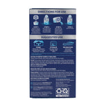 Back panel of DampRid packaging with directions, suggested uses, warnings and recycling icons